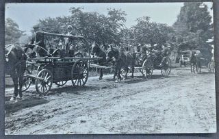 Athol Ma Real Photo Postcard Horse Drawn Fire Wagons By Clapp & Ingalls