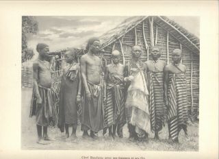 Mb6381 Ethnic Black Africa Congo Baufuna Chief W/ Wives And Sons Print