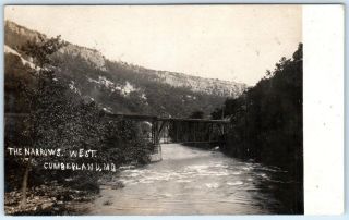 Rppc Cumberland,  Maryland Md The Narrows,  West Bridge 1907 Postcard