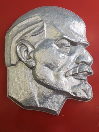 Rare Large Aluminum Bust Lenin Chasing Propaganda Russian Soviet Ussr