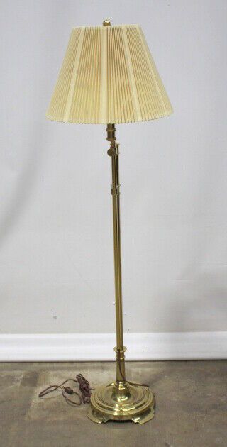 Stiffel Mid - Century Adjustable Brass Floor 40 " - 58 " Lamp With Footed Base