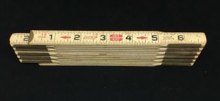 Vintage Lufkin Carpenters Folding Ruler 6 Ft White Red End 066 72 