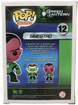 Funko Pop DC Heroes 12 METALLIC SINESTRO Green Lantern 2011 SDCC 1/480 5