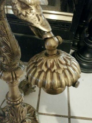 Rare Antique Solid Brass Snake Head Sculptural table Lamp 2