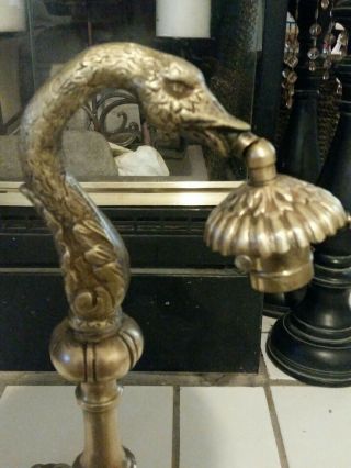Rare Antique Solid Brass Snake Head Sculptural table Lamp 3
