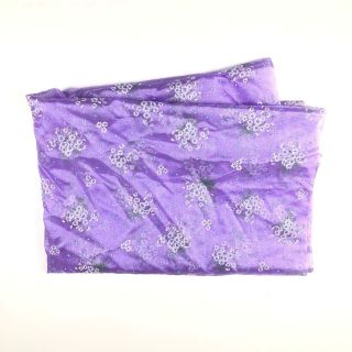 Vintage Lavender Purple White Daisy Floral Print Sheer Flocked Fabric 116 " X 44 "