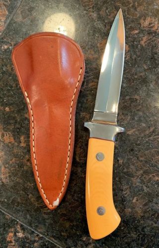 Ted Dowell Double Edged Dagger Knife 9 3/4” Near W/ Sheath
