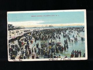 1906 Beach Scene Atlantic City Jersey Postcard