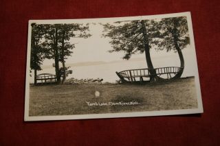 Wood Benches,  Torch Lake,  Clam River Michigan Postcard - Real Photo Rppc