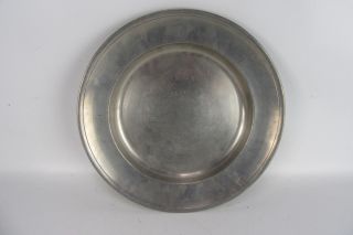 Zinn Germany Solid Pewter 12 1/2 " Wide Tray Plate 18th Century