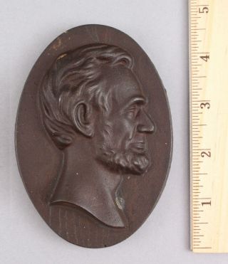 Small Antique 19thc Abraham Lincoln Cast Iron Paperweight,  Waltham Foundry Co