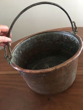 Antique Large Copper Pot Kettle Cauldron Hand Hammered 13 " X8 1/2 "