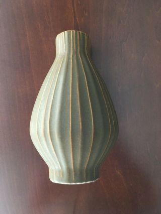 Jonathan Adler Pot A Porter Stoneware Mod Striped Vase Olive Green Clay