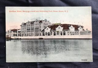 Ocean Grove Nj Antique Postcard C1910 View Of Pavilion Hotel Merry - Go - Round Pool