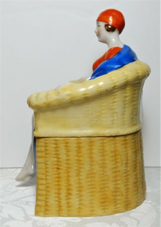 Vintage Goebel Box Art Deco Lady Half Doll Germany Crown Mark Porcelain TMK - 1 2