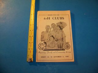 Indiana State Fair 4 - H Clubs Vintage 1962 Program & Schedule