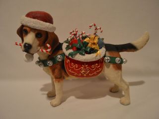 Danbury Christmas Beagle Dog Large Sculpture Figurine Rare