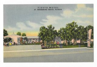 Fiesta Motel,  St.  Petersburg Beach,  Fl Linen Postcard