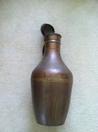 19th C.  22 " Tall Quality Handmade Copper Water Jug W/lid & Fine Patina