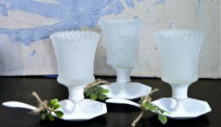 Chamber Candleholder/white Metal/frosted Glass Votive Cup/shabby Cottage Chic/ 3