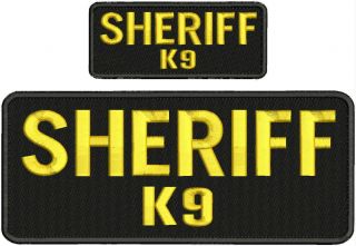 Sheriff K9 Embroidery Patches 4x10 And 2x5 Hook Gold