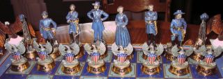 Franklin - Heroes Of The North And South Civil War Chess Set.