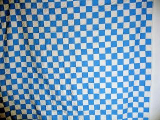 Q21 Blue And White Patchwork Quilt,  Machine Quilted,  78 X 72 Inches