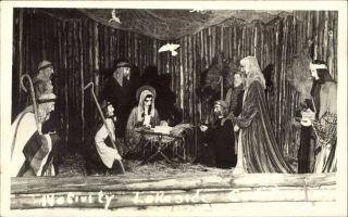 Rppc Nativity Lakeside California Christmas Holy Family Photo Postcard 1939 - 50