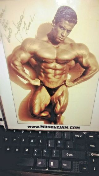AUTOGRAPHED TO GENE MOZEE EDITOR FOR MUSCLE MAG.  VINTAGE BODY BUILDER 3