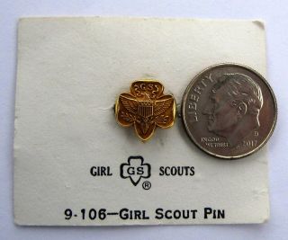 Vintage 7 - Star MINI GIRL SCOUT MEMBERSHIP PIN 10K Gold Filled Eagle On Card 3