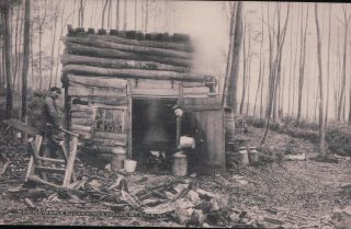 Vintage Making Maple Sugar,  Kings Woods,  Mt.  Dale,  Ny Postcard Black And White