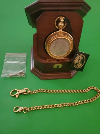 Franklin Morgan 1921 Silver Dollar Pocket Watch With Case And Key