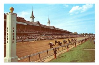 Churchill Downs Louisville Kentucky Postcard Finish Line Horse Racing Vintage