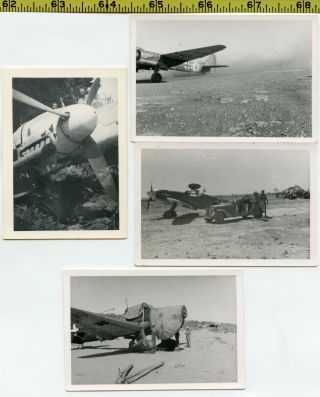 (4) Vintage Wwii Aircraft Photos / German Fighters Stuka & Heinkel North Africa