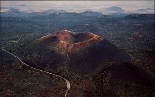 Sunset Crater National Monument Volcanic Cone Aerial View Near Flagstaff Arizona