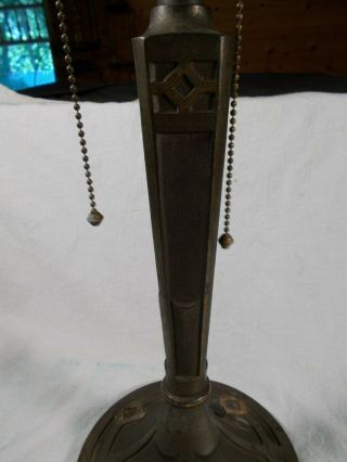 Vtg B&H pullchain Sockets Art Nouveau Bronze patina Electric Table Lamp c1920 3