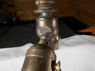 Vtg B&H pullchain Sockets Art Nouveau Bronze patina Electric Table Lamp c1920 5