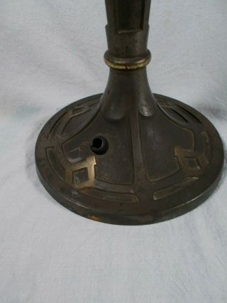 Vtg B&H pullchain Sockets Art Nouveau Bronze patina Electric Table Lamp c1920 6