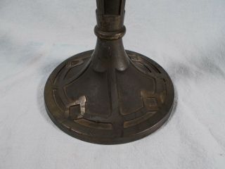 Vtg B&H pullchain Sockets Art Nouveau Bronze patina Electric Table Lamp c1920 7