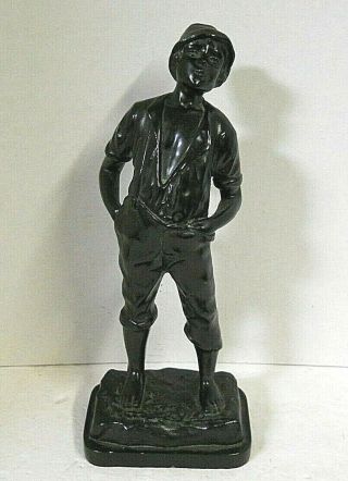 Antique Whistling Boy Statue Figure Hot Cast Sculpture Art Metalware Mid Century
