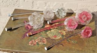 Set Of 6 Murano Venetian Hand Blown Glass Replacement Flowers Elements