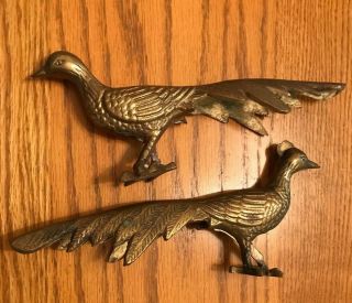Vintage Brass Ornate Peacocks - Pair - 8 1/2 " Long - Ships