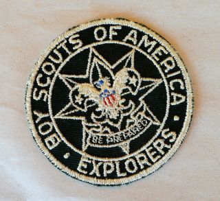 Vtg Round B&w Patch Bsa Boy Scouts Of America Explorers “be Prepared”