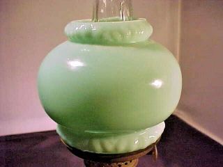 Antique Miniature Oil Lamp Green Jade Jadeite P & A Mfg Co 2