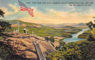 C22 - 7414,  Top Of Chimney Rock And Lake Lure,  In The Land Of Sky.  Postcard.