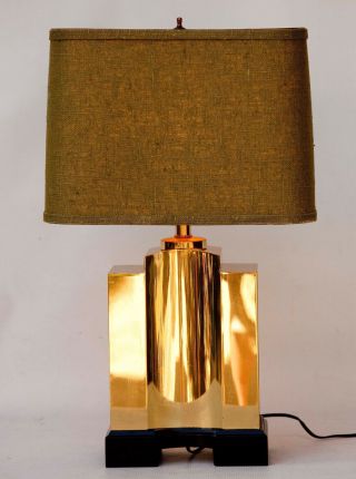 Frederick Cooper Brass Table Lamp W/ Shade Deco Style Mid Century Modern
