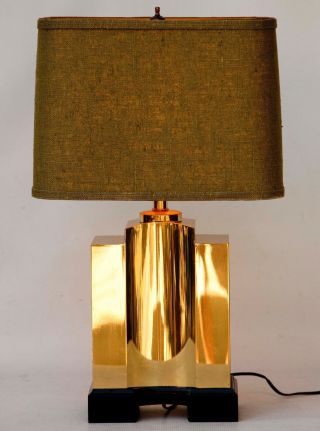 Frederick Cooper Brass Table Lamp w/ Shade DECO STYLE Mid Century Modern 2