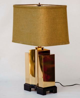 Frederick Cooper Brass Table Lamp w/ Shade DECO STYLE Mid Century Modern 3