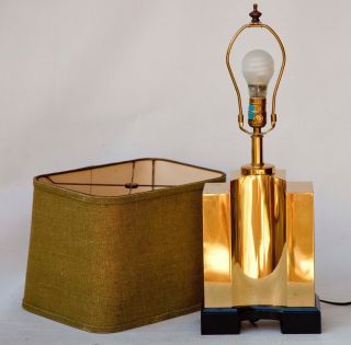 Frederick Cooper Brass Table Lamp w/ Shade DECO STYLE Mid Century Modern 4