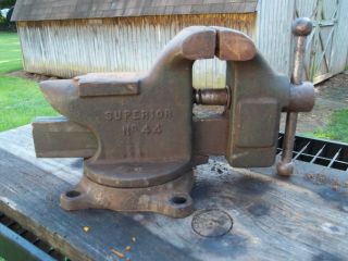 Old Blacksmith Erie Tool 44 Superior 5 " Bench Vise 4 " Jaws Made Usa Anvil